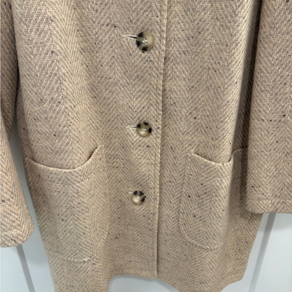 Vintage Braetan Cream Beige Wool Tweed Coat Size Medium - Picture 4 of 12